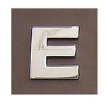Lettera adesiva E 3D cromata in PVC, Type-3 28mm