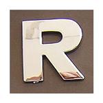 Lettera adesiva R 3D cromata in PVC, Type-3 28mm