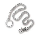 Portachiavi catena in metallo con moschettone ed anello. 50cm