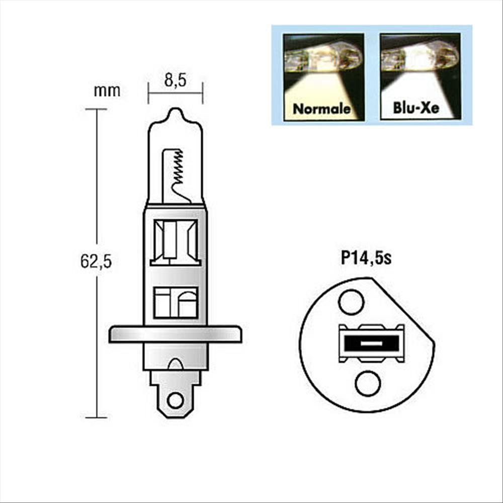 Lampada 12V H1 P14,5s 55W Blu-Xe, 2 pz.