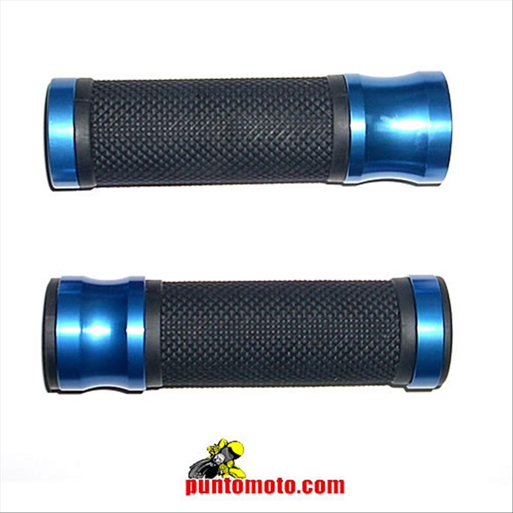 Manopole moto Ø22 aperte Metal Nero Blu
