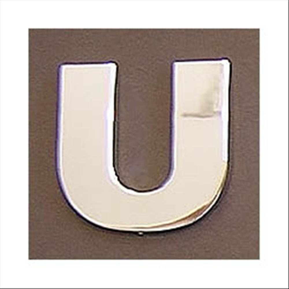 Lettera adesiva U 3D cromata in PVC, Type-3 28mm