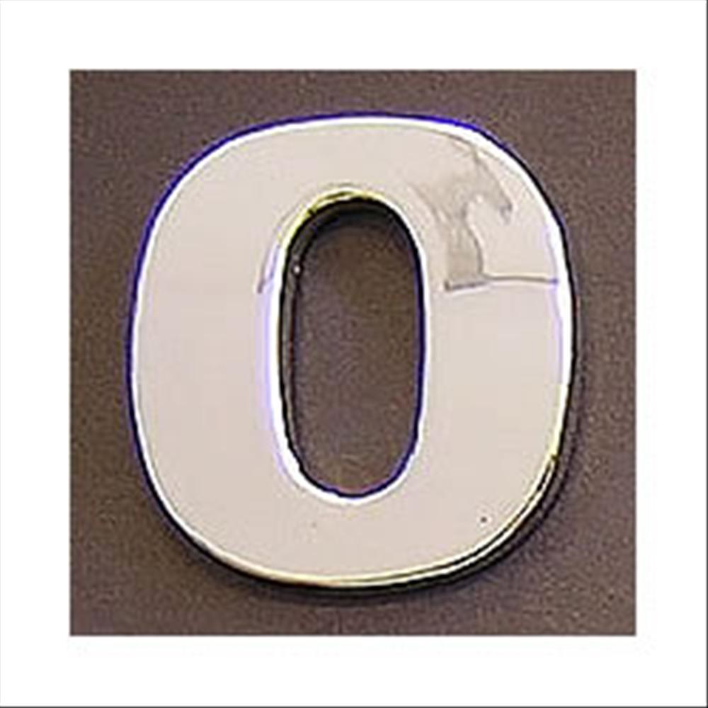 Numero adesivo 0 3D cromata in PVC, Type-3 28mm