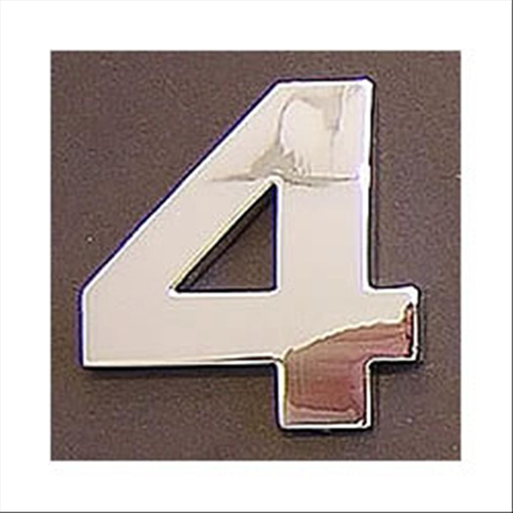 Numero adesivo 4 3D cromata in PVC, Type-3 28mm