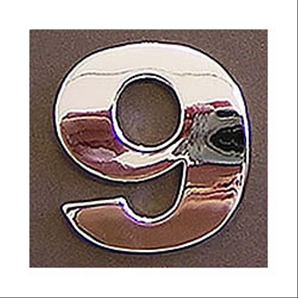 Numero adesivo 9 3D cromata in PVC, Type-3 28mm