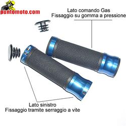 Manopole moto Ø22 aperte Metal Nero Blu