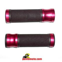 Manopole moto Ø22 aperte Metal Nero Rosso