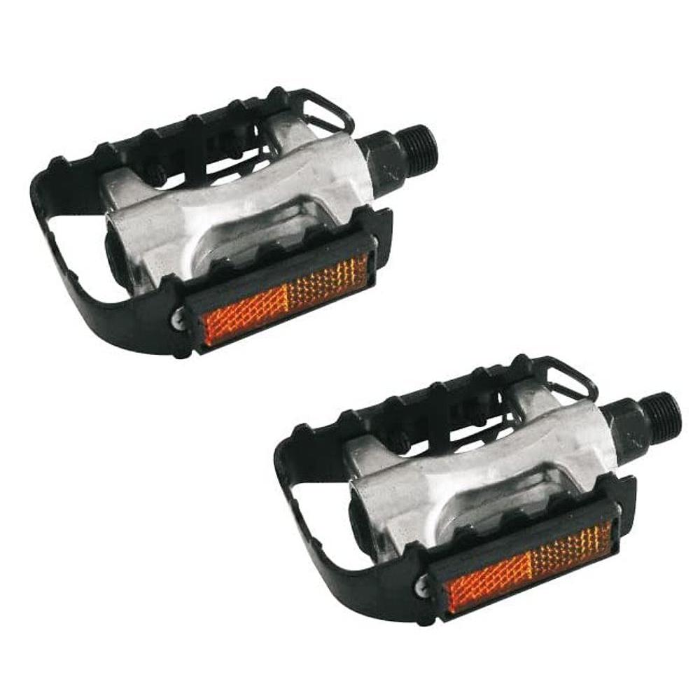 Coppia pedali MTB In Alluminio/Acciaio Perno su Sfere Nero/Silver