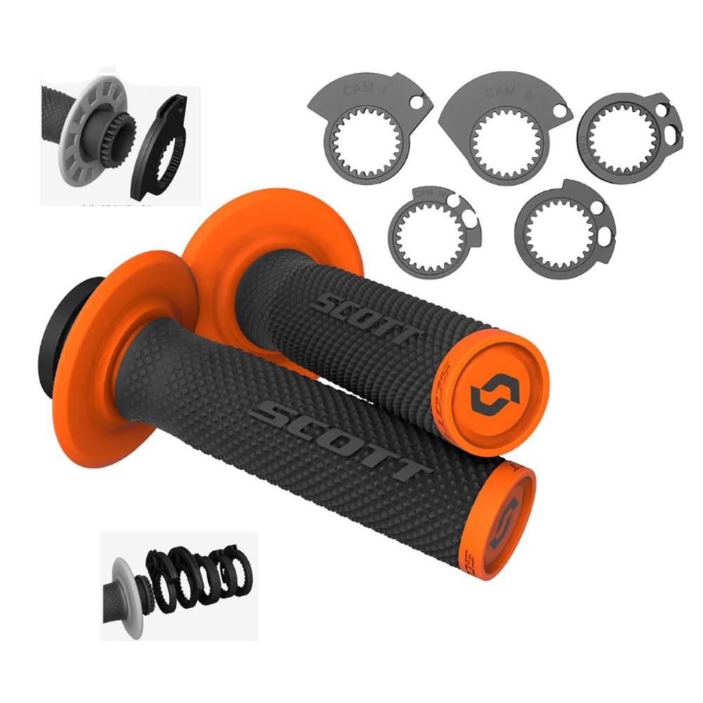 Manopole moto Ø22 chiuse Scott SXII Lock On + Cam Set Black Orange