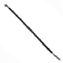 Bracciale Pietre Nera Lucida e Acciaio Corone con moschettone