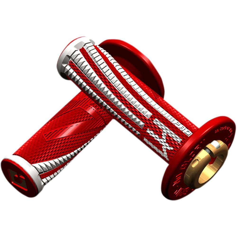 Manopole moto Ø22 chiuse ODI a bloccaggio rapido Emig Pro V2, Rosso Bianco