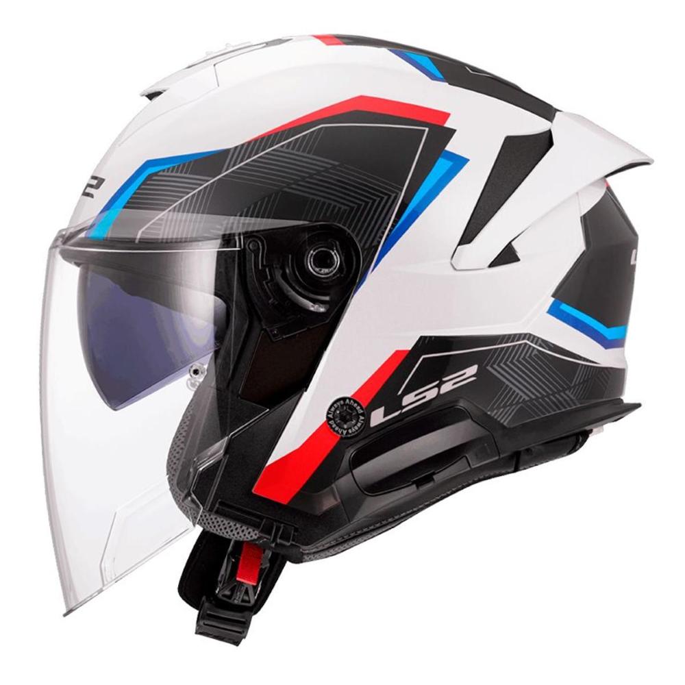 Casco LS2 OF618 Verso II ECE22.06 Air Gloss White Blue Red