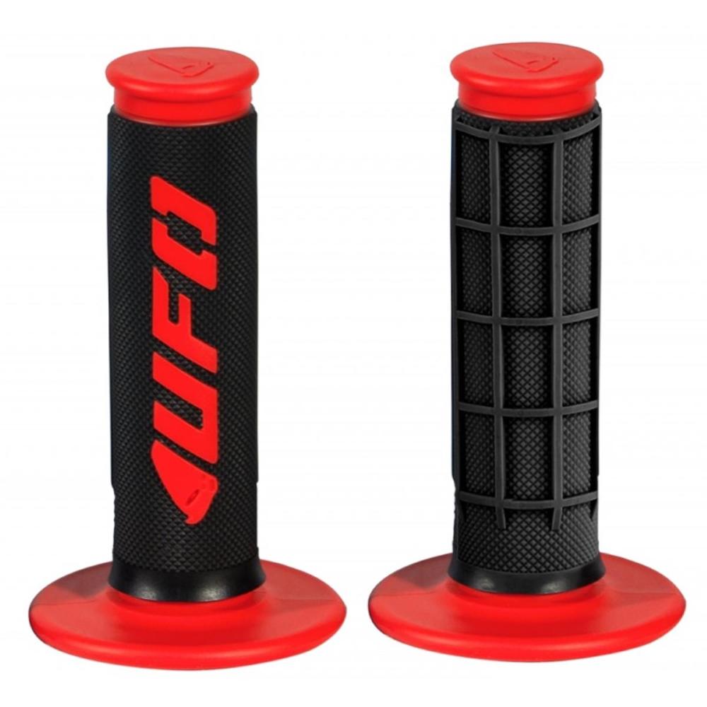 Manopole moto Ø22 chiuse Ufo Challenger Cross/Enduro, Nero Rosso