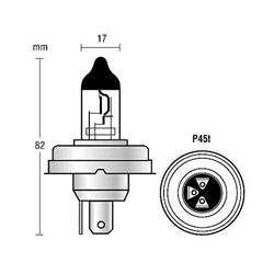 Lampada 12V H5 P45t 100/80W, 1 pz.
