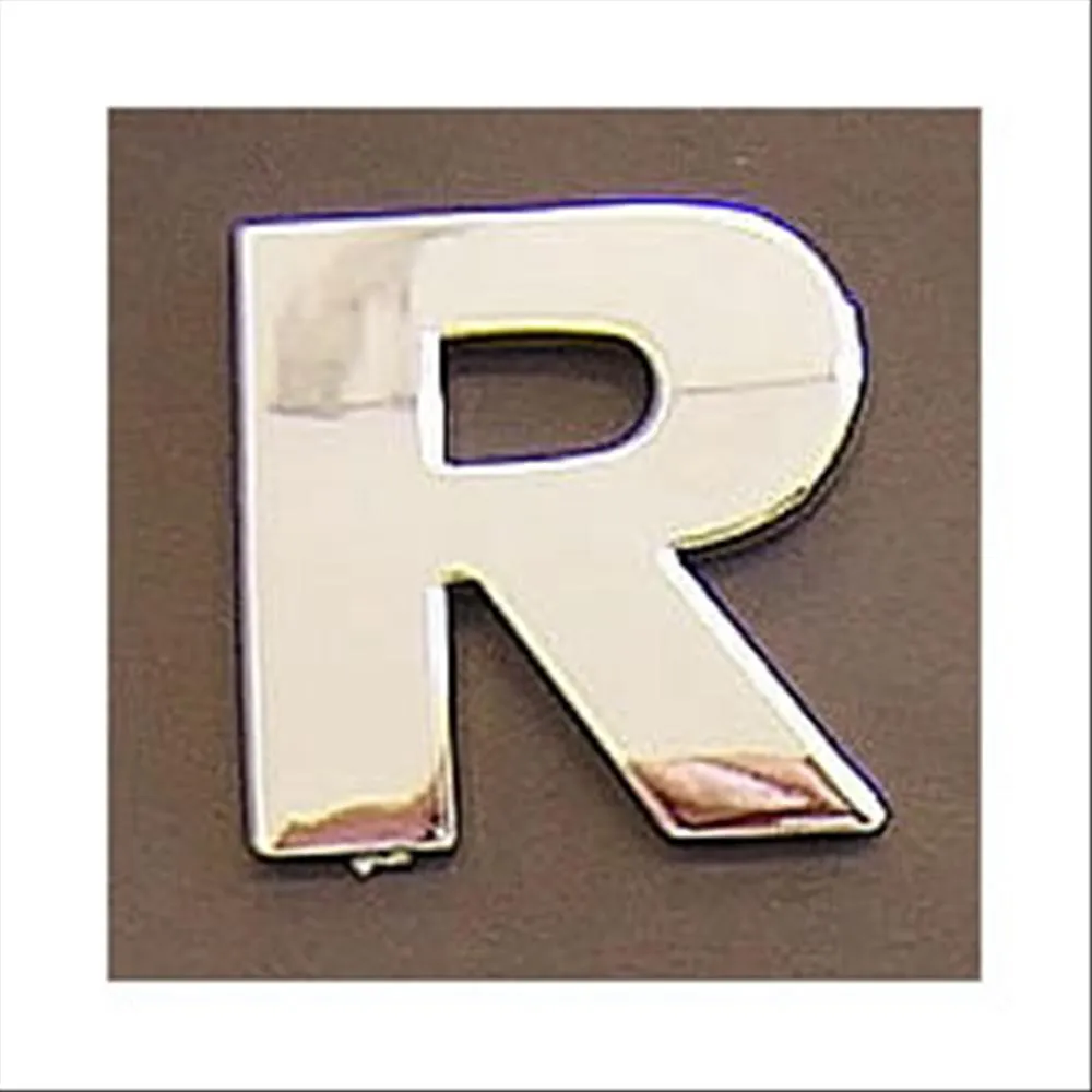 Lettera adesiva R 3D cromata in PVC, Type-3 28mm