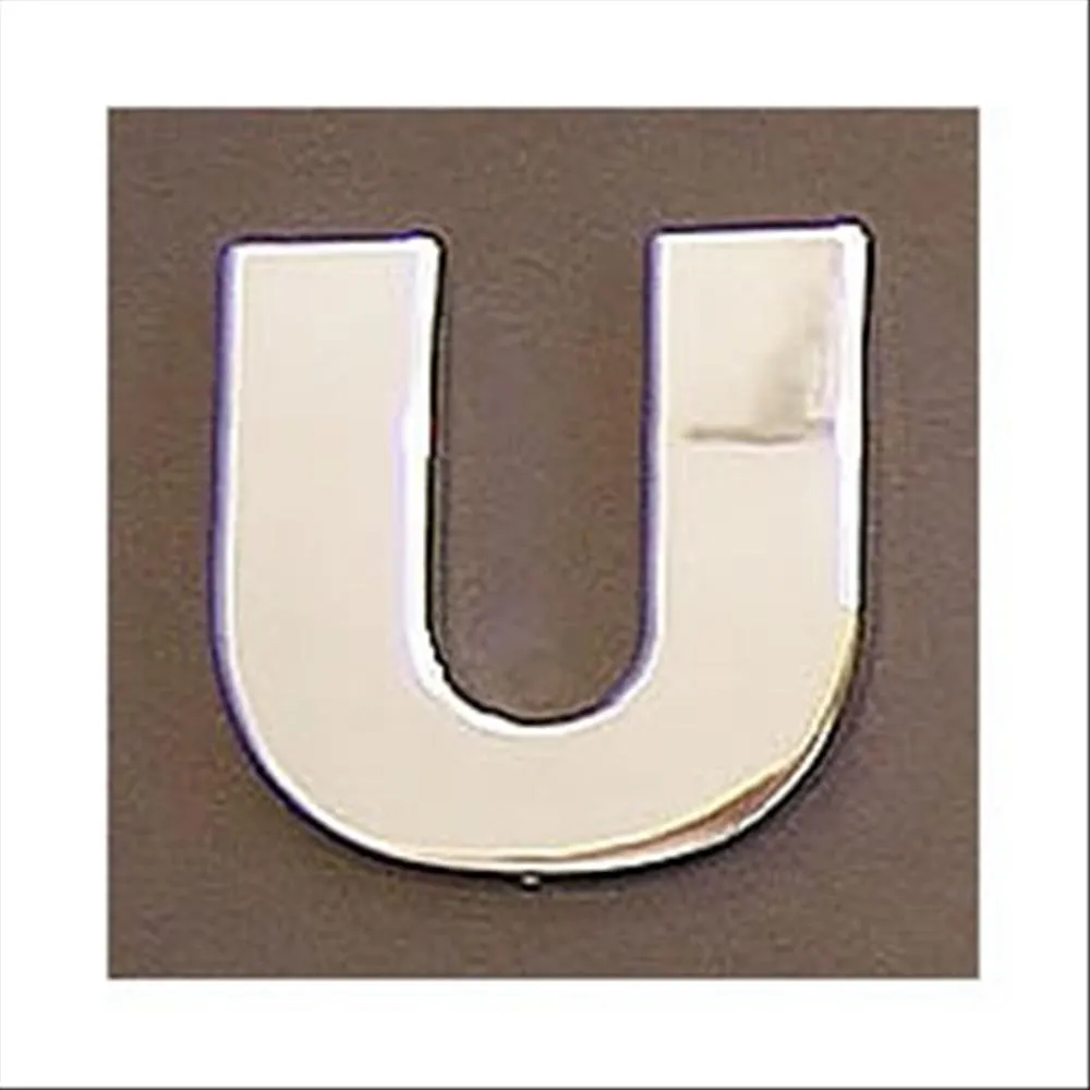 Lettera adesiva U 3D cromata in PVC, Type-3 28mm
