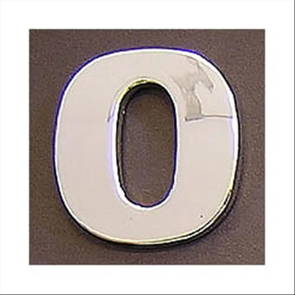 Numero adesivo 0 3D cromata in PVC, Type-3 28mm