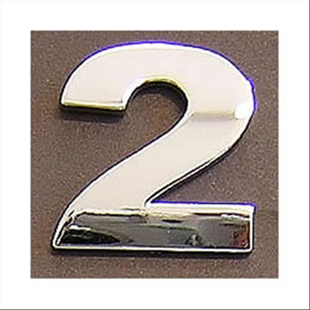 Numero adesivo 2 3D cromata in PVC, Type-3 28mm