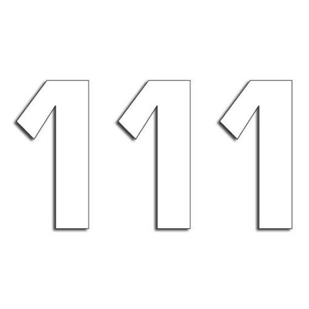 Numero 1 Adesivo Bianco 16cm, 3pz