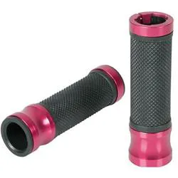 Manopole moto Ø22 aperte Metal Nero Rosso