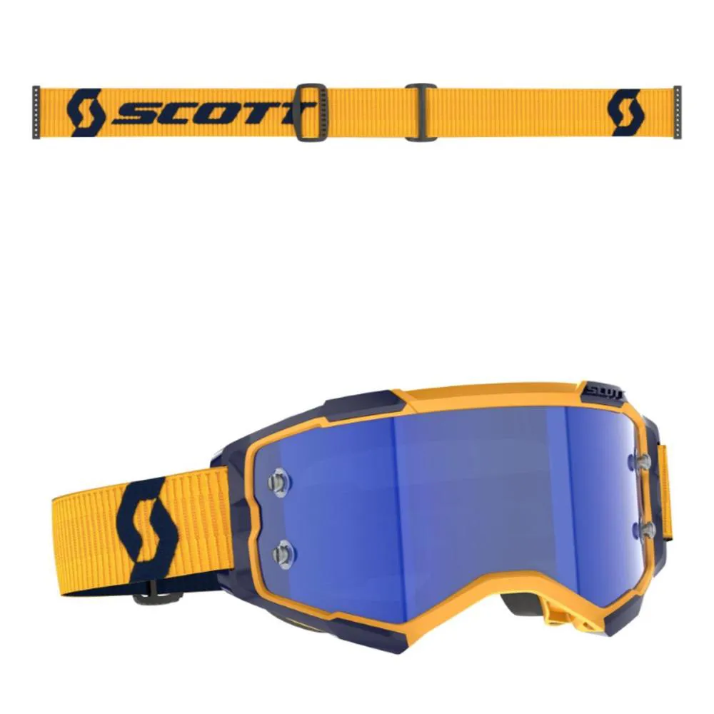Occhiali MX Scott Fury Dark Yellow/Dark Blu, lente Blu Chrome works + lente Clear Works