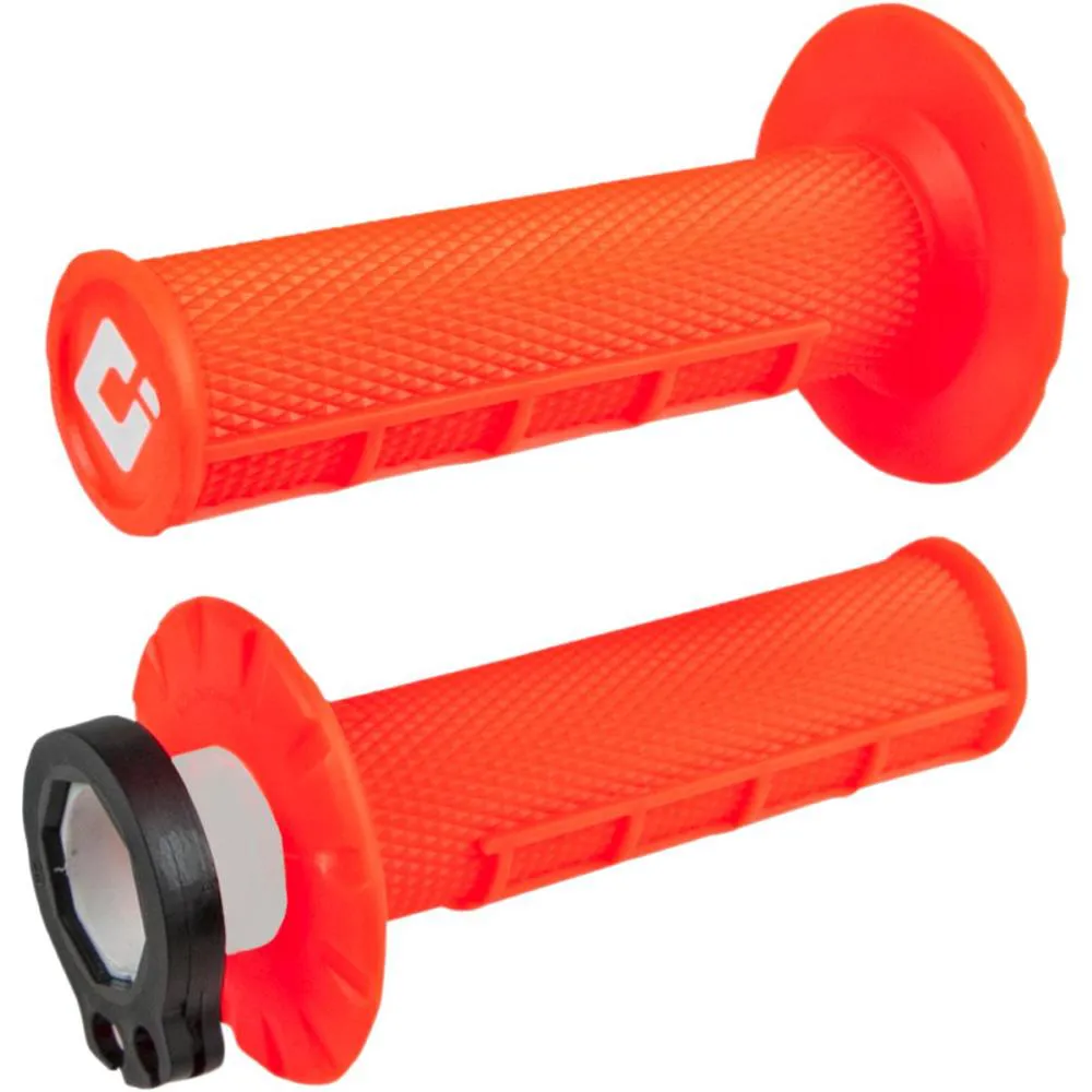 Manopole moto Ø22 chiuse ODI a bloccaggio rapido a waffle V2, Arancioni