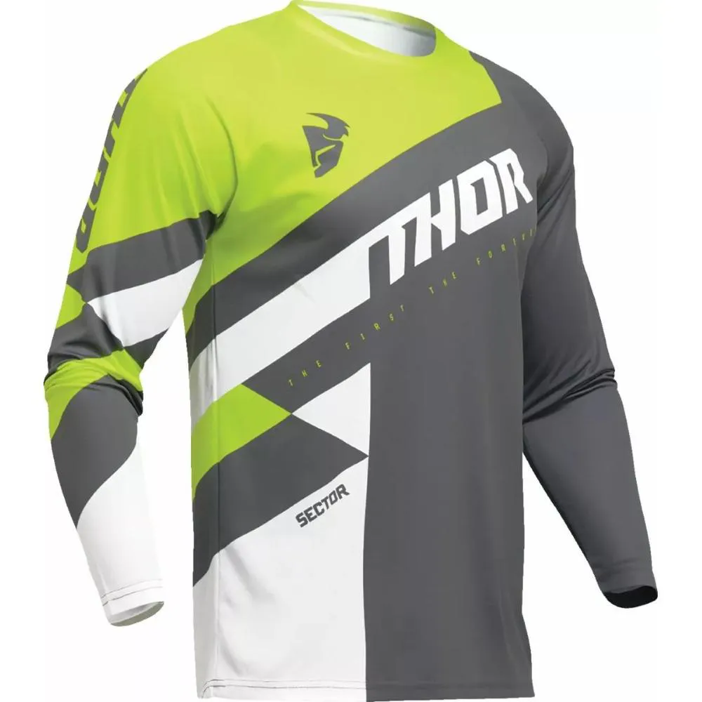 Maglia cross Thor Sector Checker Grigio Giallo acido, taglia 2XL