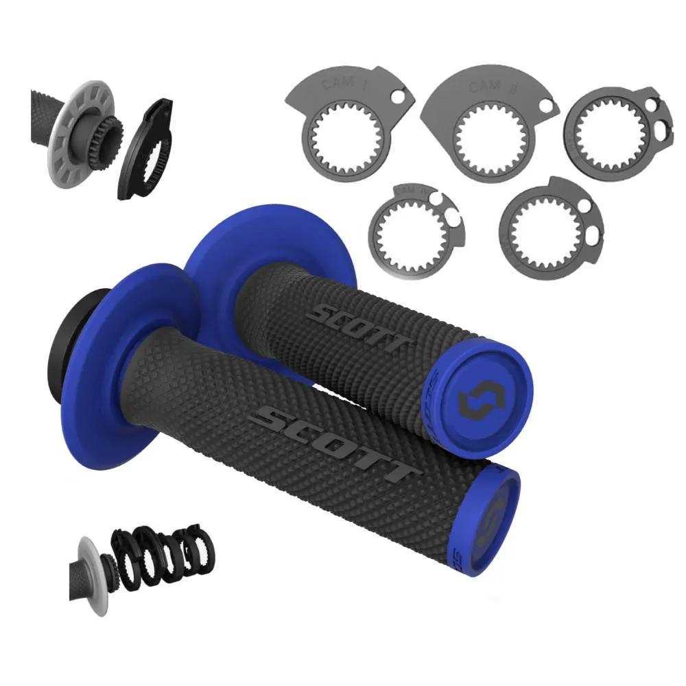 Manopole moto Ø22 chiuse Scott SXII Lock On + Cam Set Black Blu